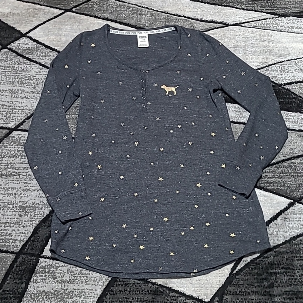 VS PINK 2017 GOLD SHINE THERMAL SLEEPWEAR I'VE BEEN GOOD(ISH) LONG-SLEEV…